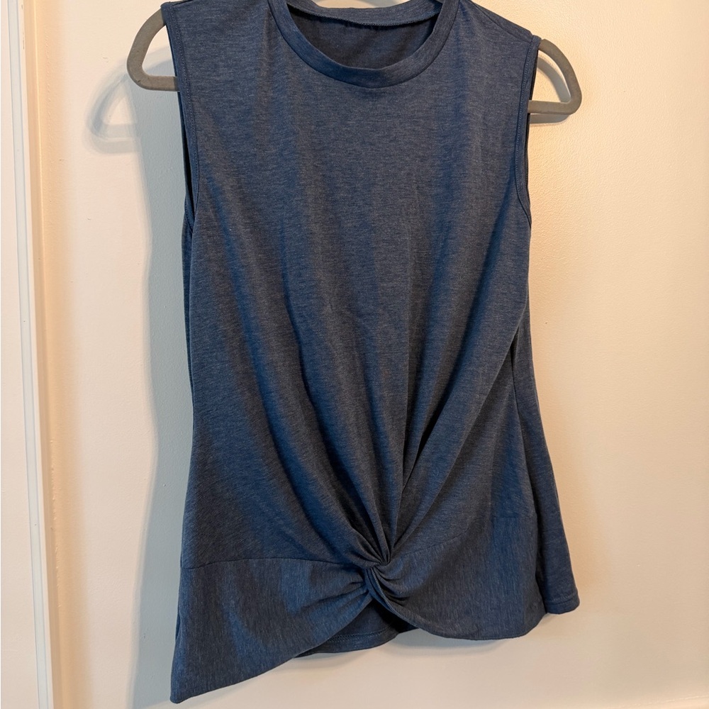 Sleeveless Twist-Front Tank Top - Blue